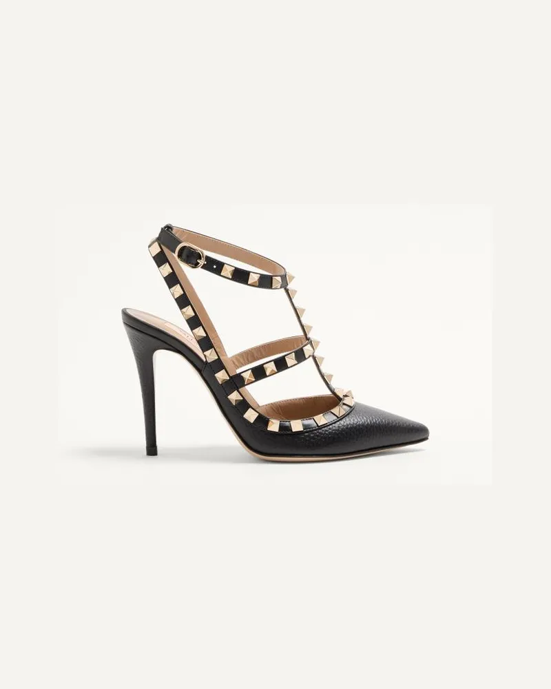 Valentino Garavani Riemchenpumps Rockstud Aus Gekörntem Kalbsleder 100 Mm Frau SCHWARZ Schwarz