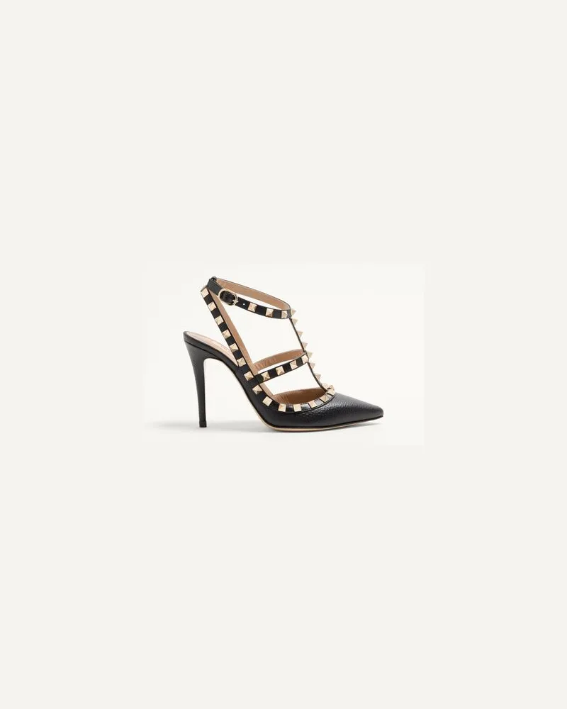 Valentino Garavani Riemchenpumps Rockstud Aus Gekörntem Kalbsleder 100 Mm Frau SCHWARZ Schwarz