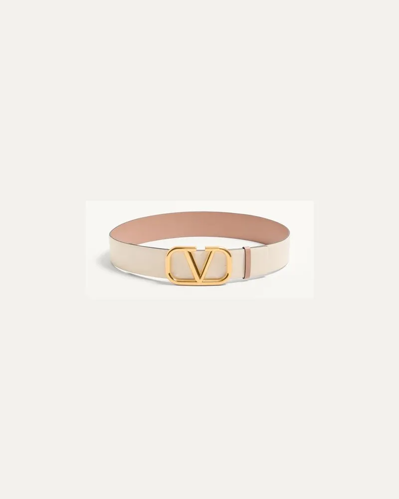 Valentino Garavani Wendegürtel Vlogo Signature Aus Glänzendem Kalbsleder, 40 Mm Frau ELFENBEIN Elfenbein