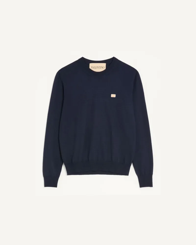 Valentino Garavani Valentino Wollpullover Mit VLogo-Patch Mann MARINEBLAU Marineblau