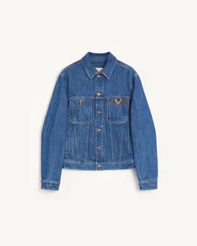 Valentino Garavani Valentino Jeansjacke Mit Vgold Mann BLAU Blau