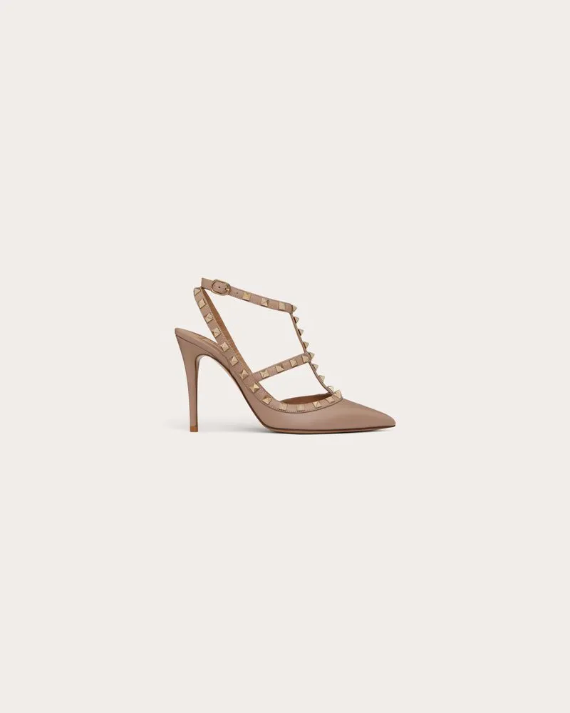 Valentino Garavani Pumps Rockstud Mit Riemchen 100 Mm Frau POUDRE Poudre