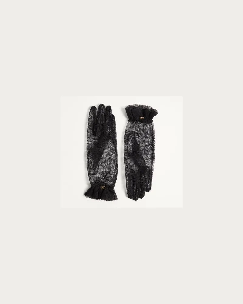 Valentino Garavani Vlogo Signature Spitzenhandschuhe Frau SCHWARZ/GOLD Schwarz