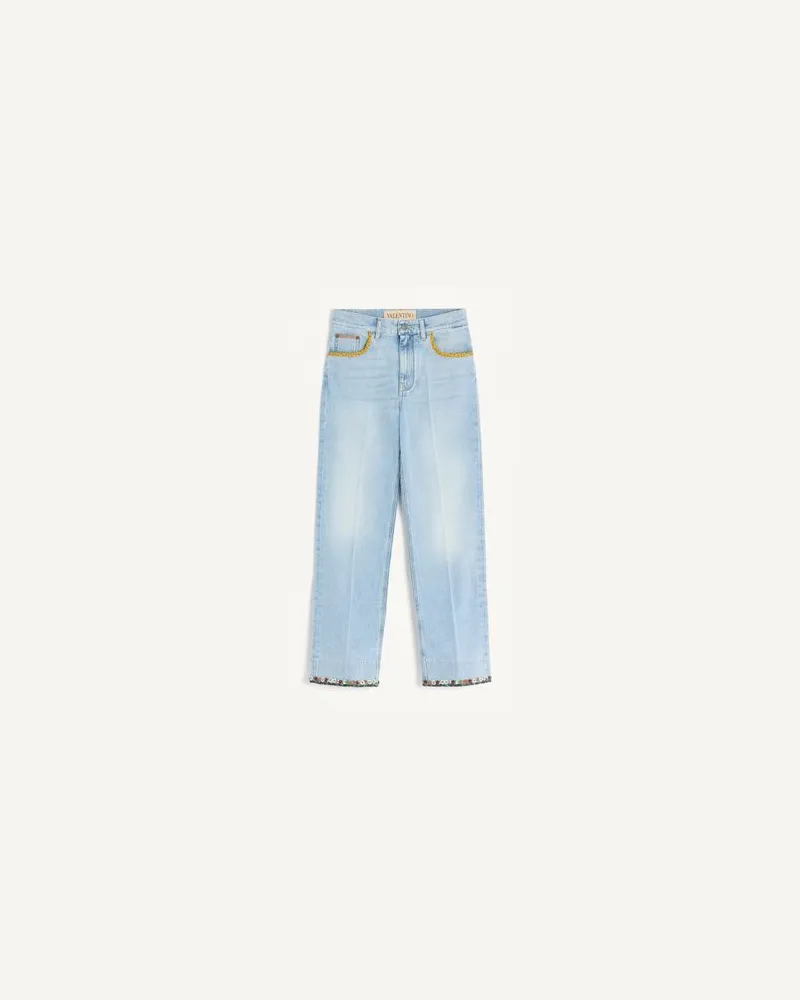 Valentino Garavani Bestickte Hose Aus Denim Frau DENIM Denim