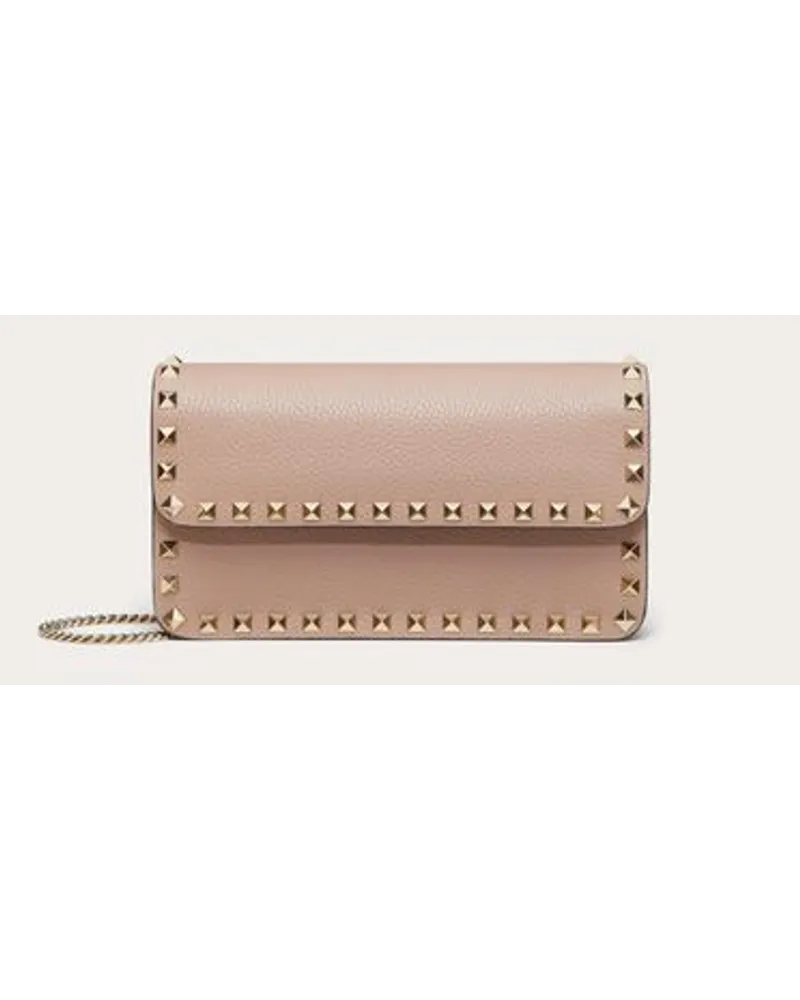 Valentino Garavani Pochette Rockstud Aus Gekörntem Kalbsleder Mit Kettenriemen Frau POUDRE Poudre