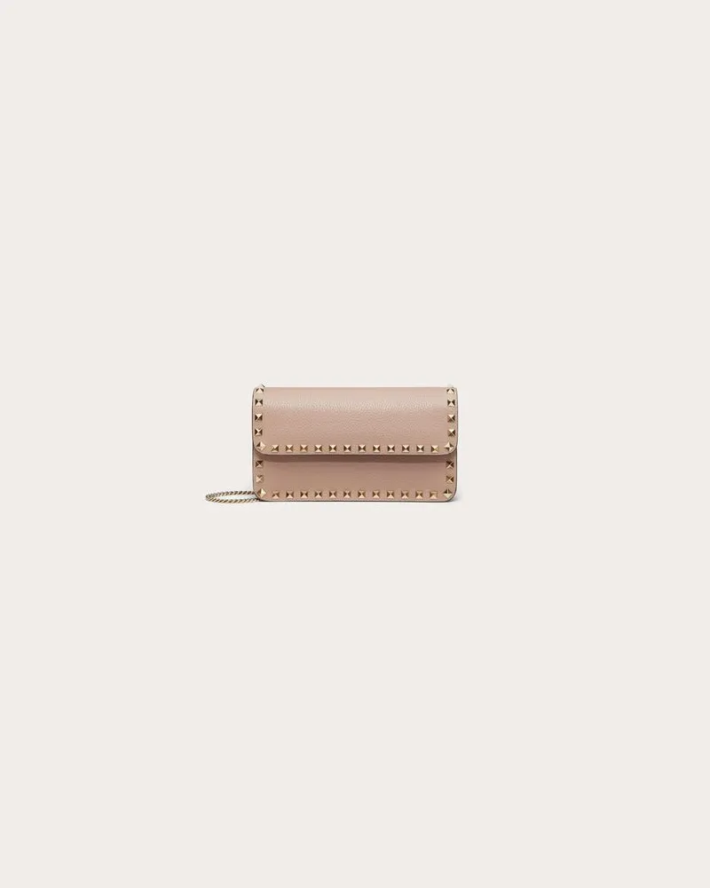 Valentino Garavani Pochette Rockstud Aus Gekörntem Kalbsleder Mit Kettenriemen Frau POUDRE Poudre