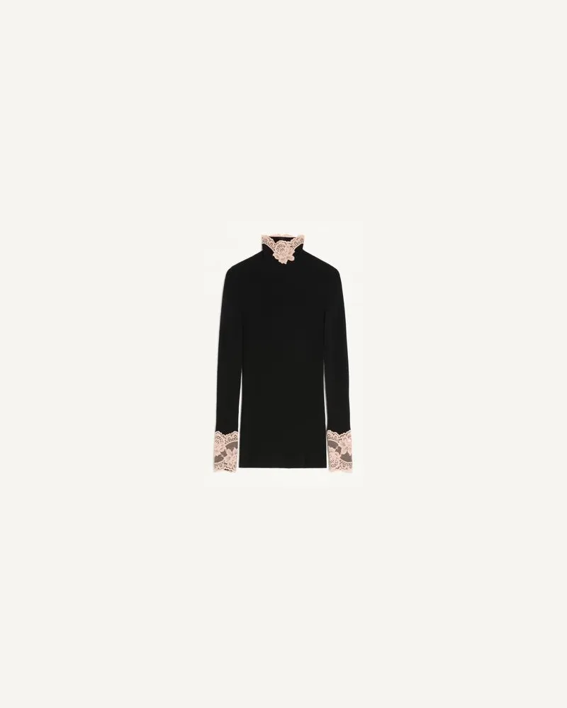 Valentino Garavani PULLOVER AUS KASCHMIR Frau SCHWARZ/ROSE DUST Schwarz
