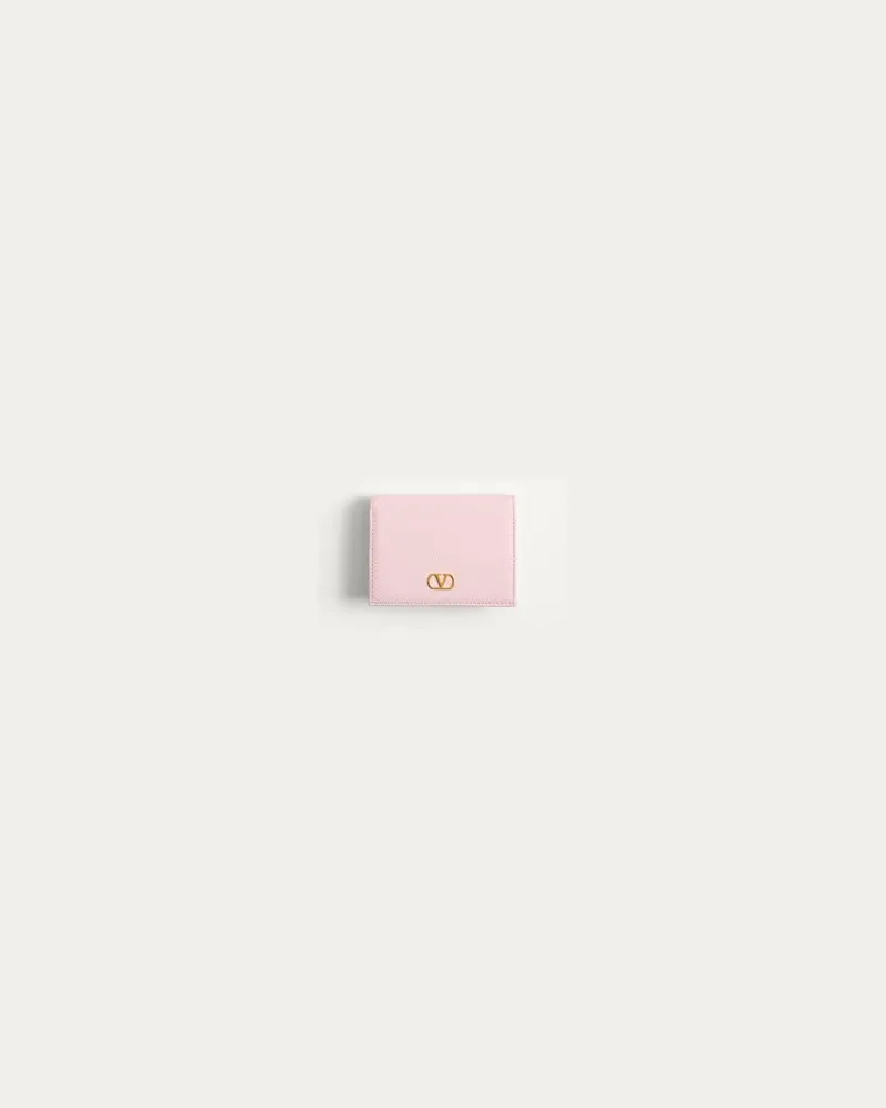 Valentino Garavani Vlogo Signature Portemonnaie Aus Grob Genarbtem Kalbsleder Frau ROSE QUARTZ Rose