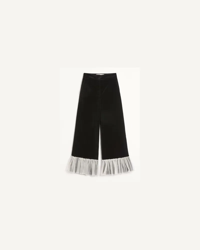 Valentino Garavani Hose Aus Baumwollsamt Frau SCHWARZ/ELFENBEIN Schwarz