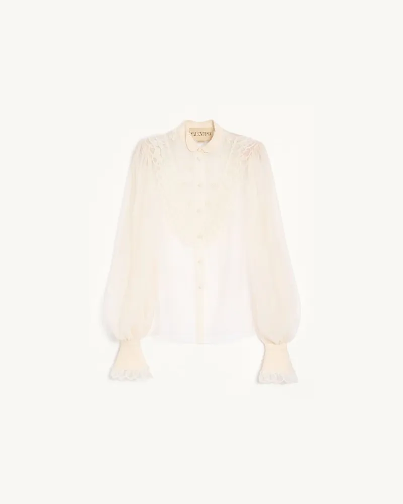 Valentino Garavani Hemd Aus Organza Mit Stickerei Frau VANILLE Vanille