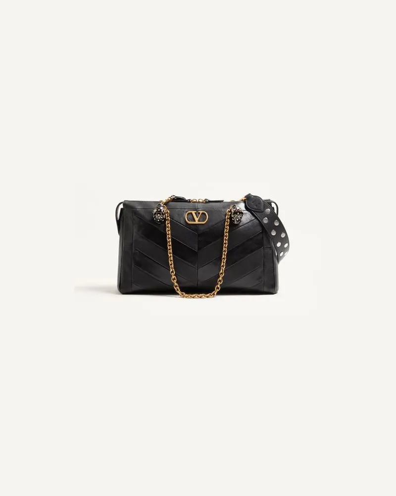 Valentino Garavani Valentino Garavani Panthea Schultertasche aus Nappaleder mit Chevron-Muster Frau SCHWARZ Schwarz