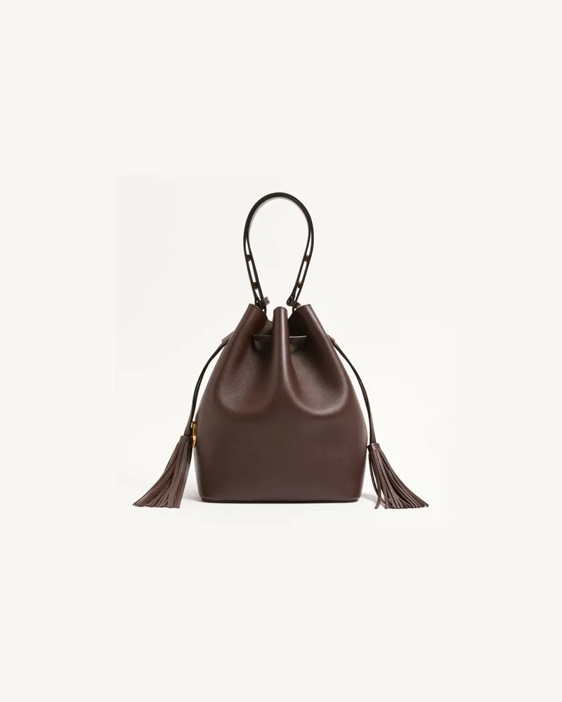 Valentino Garavani Mittelgroße Valentino Garavani So Seau Bucket Bag aus Leder Frau BRAUN Braun