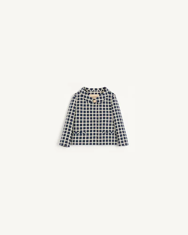 Valentino Garavani Wolljacke mit Windowpane-Karo Muster Frau BLAU Blau