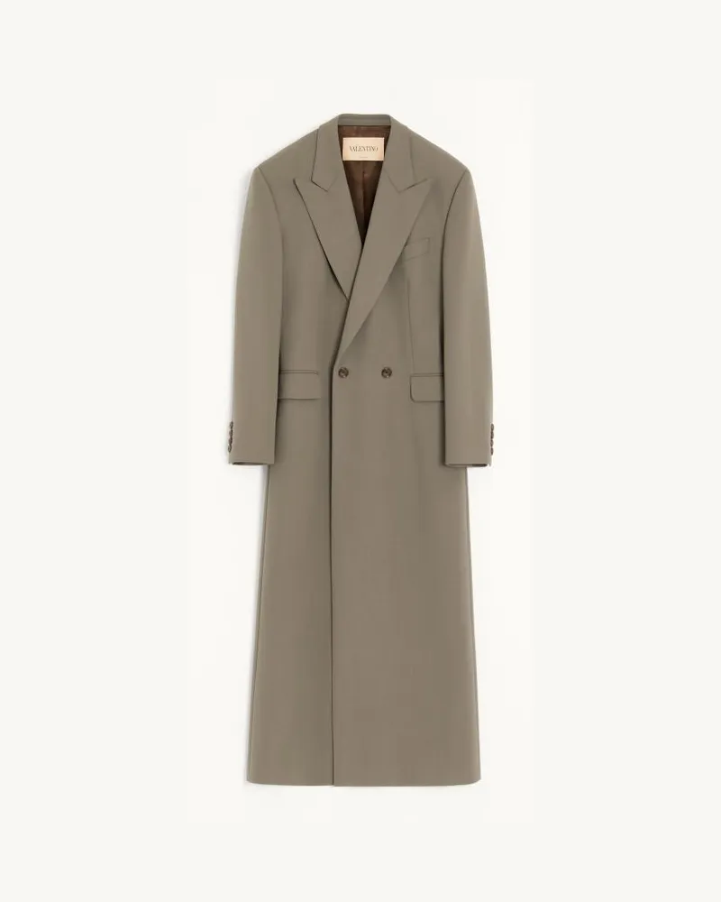 Valentino Garavani Leichter, doppelreihiger Wollmantel von Valentino mit Knotendetail Mann TAUPE Taupe