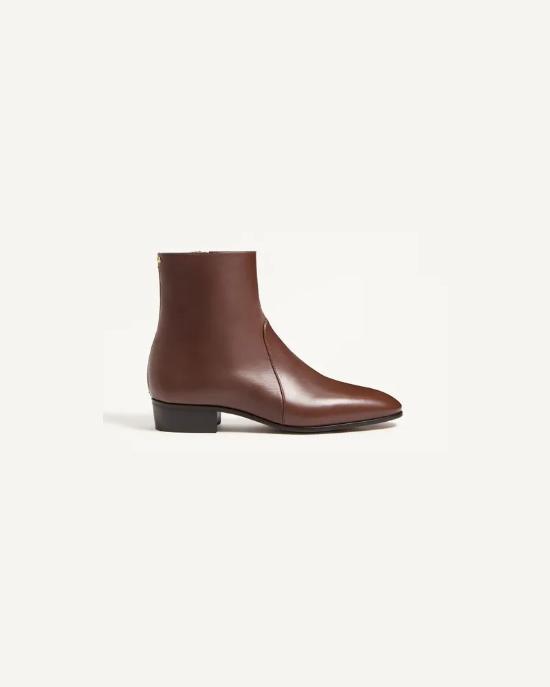 Valentino Garavani Pat Stiefelette Aus Ziegenleder Mann BARK BROWN Bark