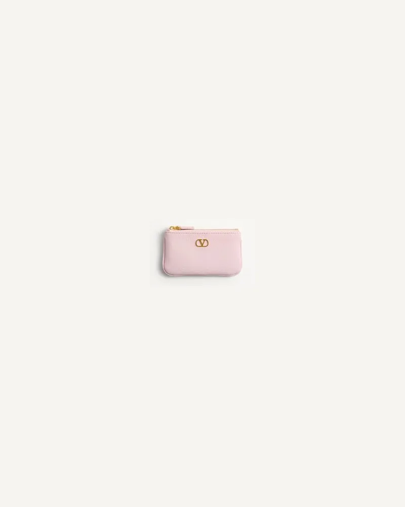 Valentino Garavani Vlogo Signature Schlüsseletui Aus Genarbtem Kalbsleder Frau ROSE QUARTZ Rose