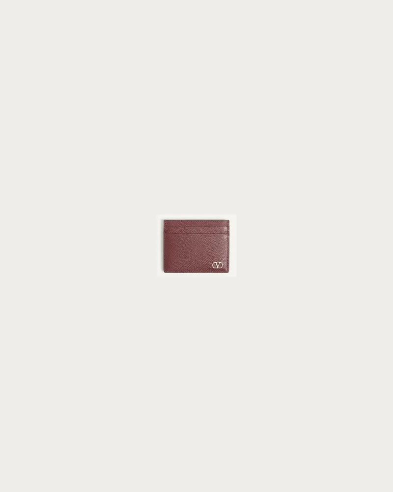 Valentino Garavani Valentino Garavani Vlogo Signature Kartenetui Aus Genarbtem Kalbsleder Mann ROSEWOOD Rosewood