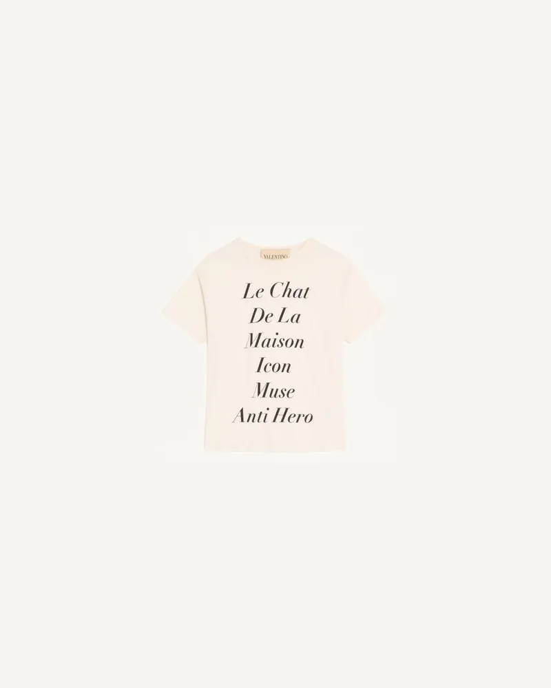Valentino Garavani Valentino T-Shirt aus Baumwolle mit Le Chat De La Maison Icon Muse Anti Hero Print Mann ELFENBEIN Elfenbein