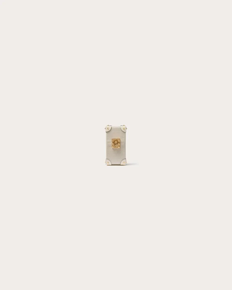 Valentino Garavani GARAVANI BEHÄLTER FÜR x 100 ML PARFÜM AUS CANVAS UND KALBSLEDER MIT STUDS AUS METALL Frau NATUR/ELFENBEIN Natur