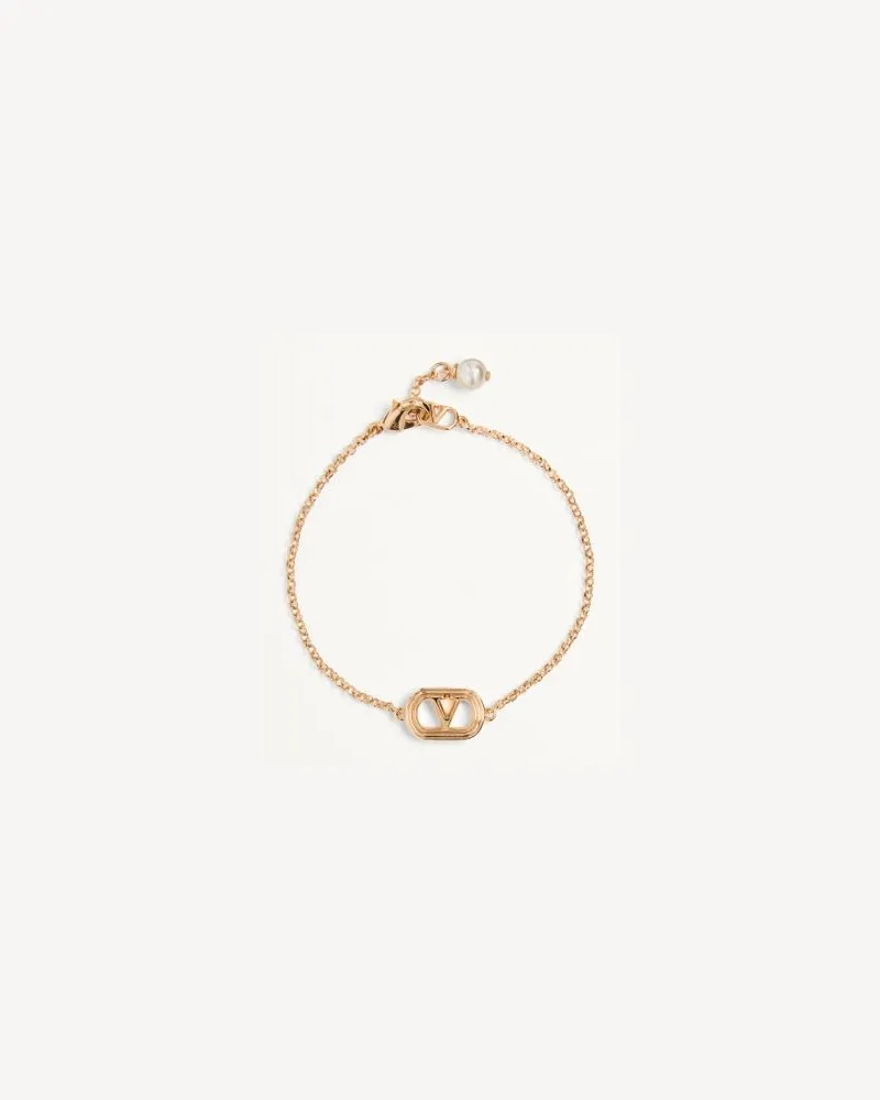 Valentino Garavani Ovalette Armband Aus Metall Mit Swarovski-Perle Frau GOLD/CREME Gold