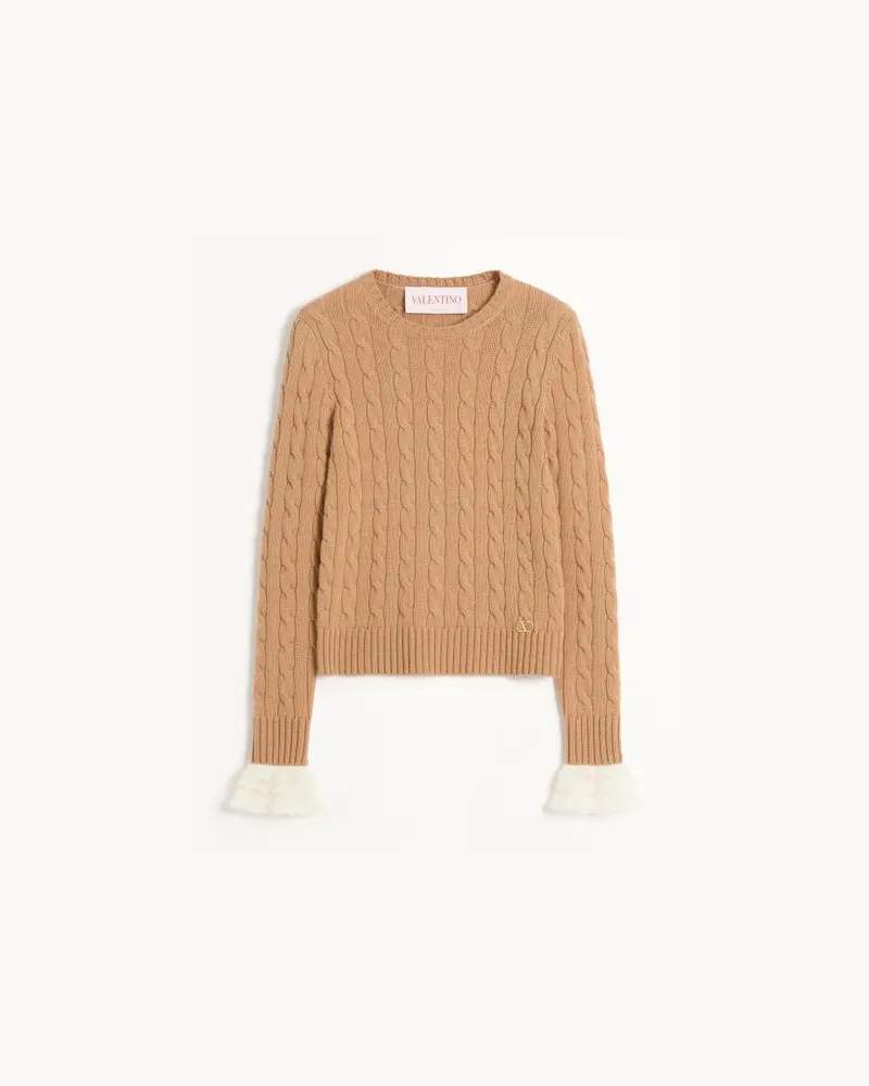 Valentino Garavani Pullover Aus Kaschmir Frau CAMEL/ELFENBEIN Camel