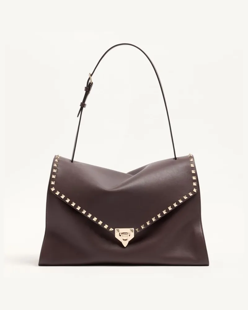 Valentino Garavani Große Valentino Garavani Rockstud Maxxing Schultertasche aus weichem Kalbsleder Frau TESTA DI MORO Testa