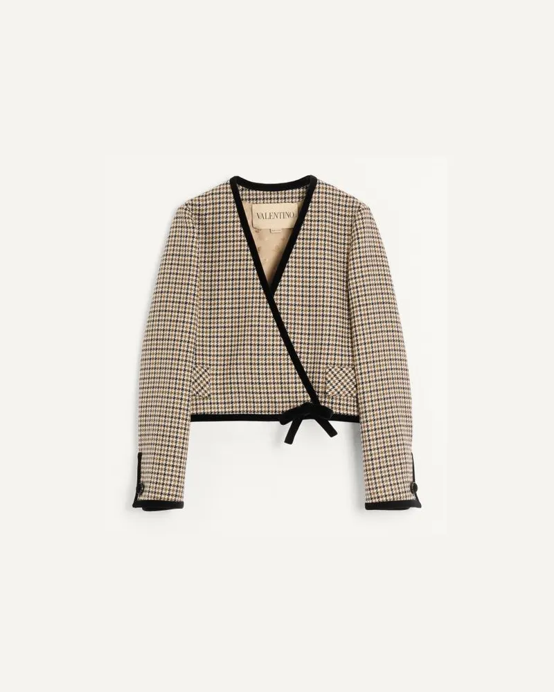 Valentino Garavani Kurze Jacke Mit Hahnentrittmuster Frau BEIGE Beige