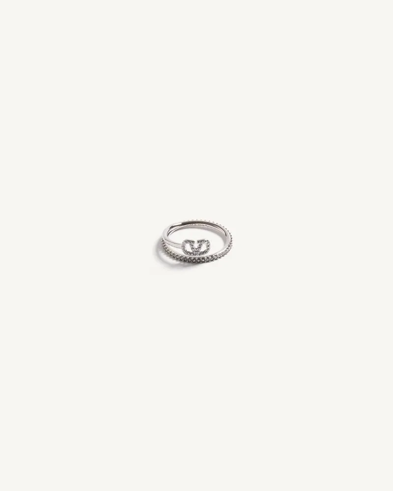 Valentino Garavani Ring Vlogo Signature Aus Metall Mit Swarovski®-Kristallen Frau PALLADIUM/CRYSTAL Palladium