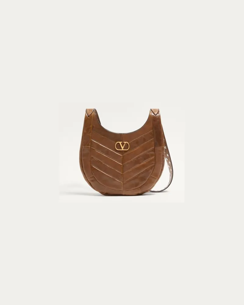 Valentino Garavani Valentino Garavani Hoboho kleine Hobo-Bag aus Nappaleder mit Chevron-Muster. Frau TUNDRA Tundra
