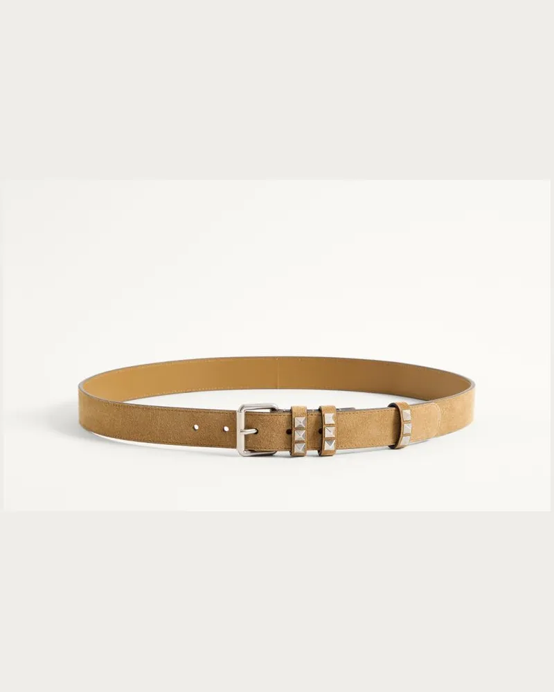 Valentino Garavani Valentino Garavani Flaneuse Wildledergürtel 30 mm Mann HAVANA BEIGE Havana