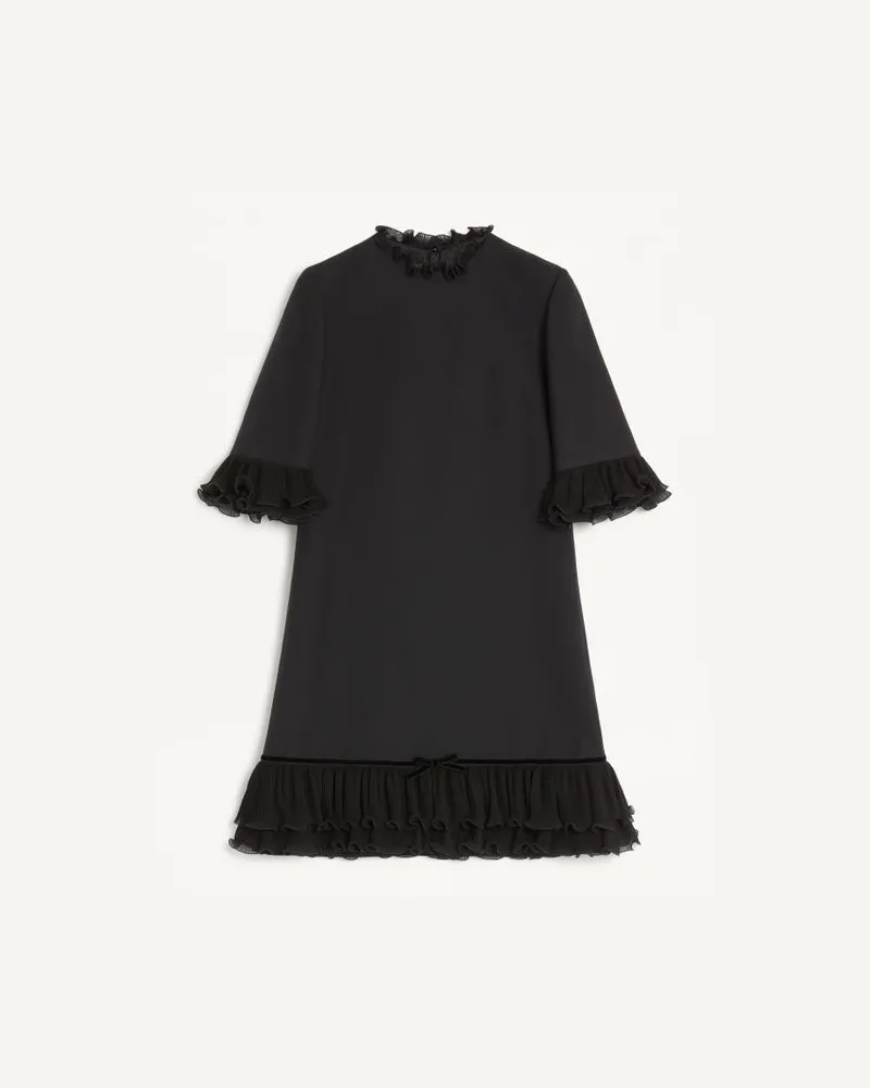 Valentino Garavani Kurzes Crepe Couture Kleid Frau SCHWARZ Schwarz