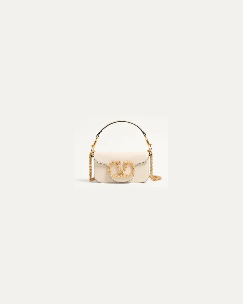 Valentino Garavani Valentino Garavani Locò Kleine Schultertasche Aus Kalbsleder Mit Schmucklogo Frau ELFENBEIN Elfenbein