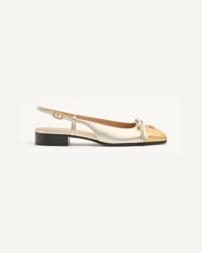 Valentino Garavani Valet Du Roi Slingback-Ballerina aus laminiertem Nappa 25mm Frau PLATIN/GOLD Platin