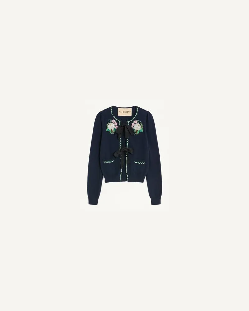 Valentino Garavani Bestickter Cardigan Frau MARINEBLAU Marineblau