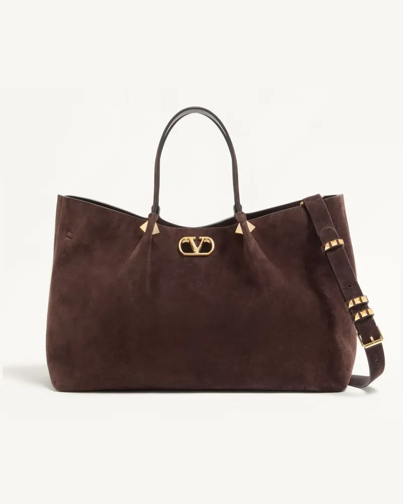 Valentino Garavani Großer Valentino Garavani Shopper aus weichem Wildleder Frau EBENHOLZ Ebenholz