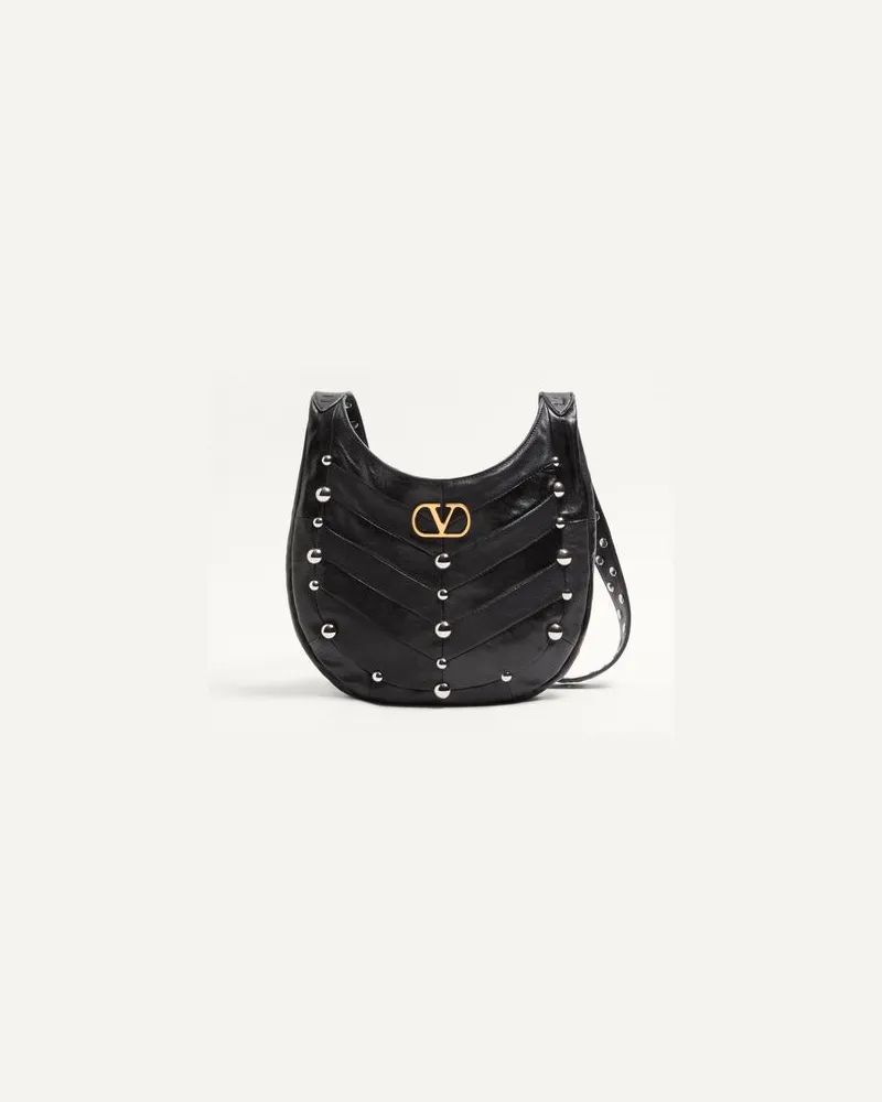 Valentino Garavani Valentino Garavani Hoboho Kleine Hobo Bag aus Nappaleder mit Chevron-Muster und Studs Frau SCHWARZ Schwarz