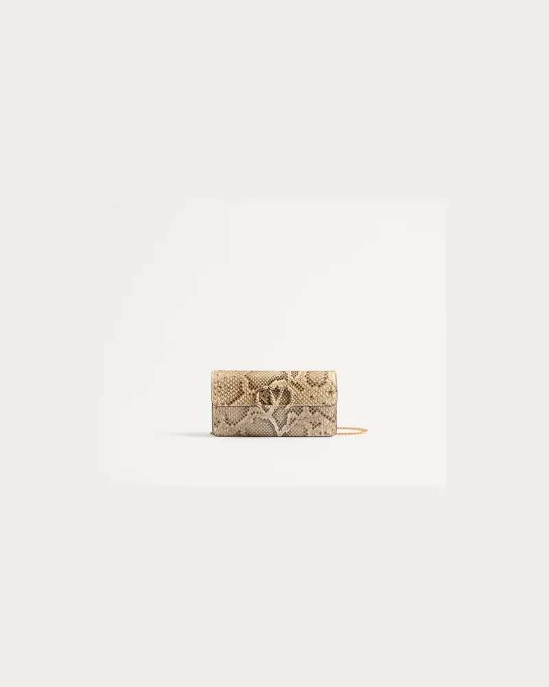 Valentino Garavani Vlogo Signature Portemonnaie Aus Python Mit Kette Frau CREME Creme