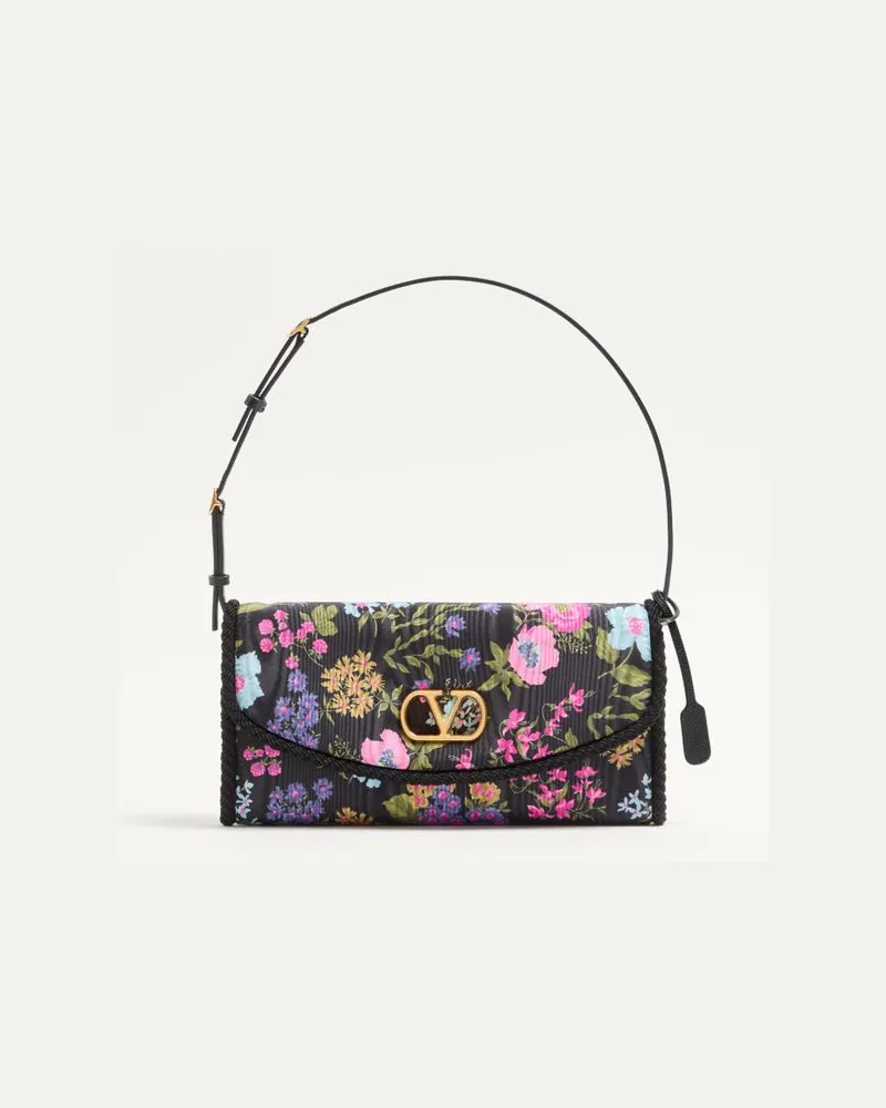 Valentino Garavani Kleine Valentino Garavani DeVain Schultertasche aus Moiré Papier Floral Stoff Frau BUNT Bunt