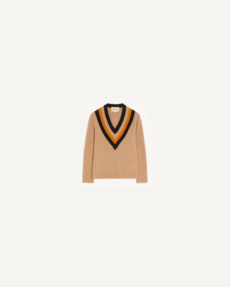 Valentino Garavani Wollpullover Frau KAMEL/SCHWARZ Kamel