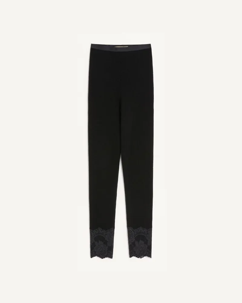 Valentino Garavani Leggings Aus Kaschmir Mit Details Aus Spitze Frau SCHWARZ Schwarz