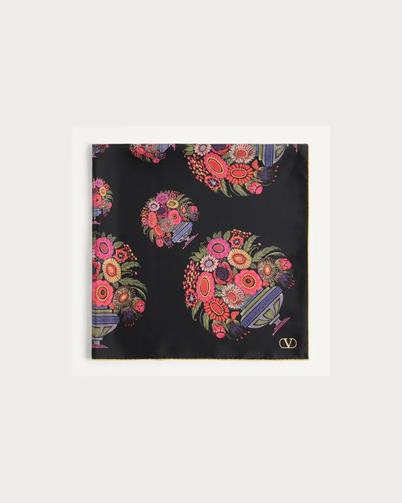 Valentino Garavani PAPIER FLORAL SEIDENSCHAL Frau SCHWARZ Schwarz