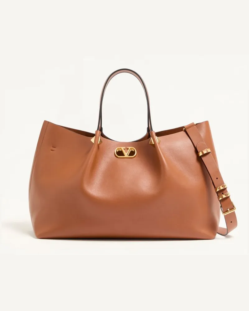 Valentino Garavani Großer Valentino Garavani Shopper weichem Leder Frau HELLBRAUN Hellbraun