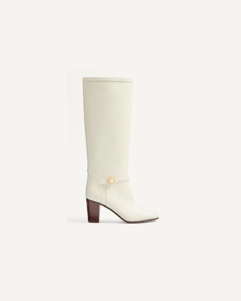 Valentino Garavani Pattie Boots Aus Kalbsleder 75 Mm Frau ELFENBEIN Elfenbein