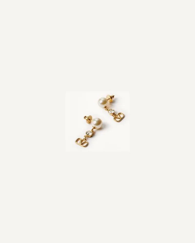 Valentino Garavani Vlogo Signature Aus Metall, Mit Perlen Und Swarovski®-Kristallen Frau GOLD Gold