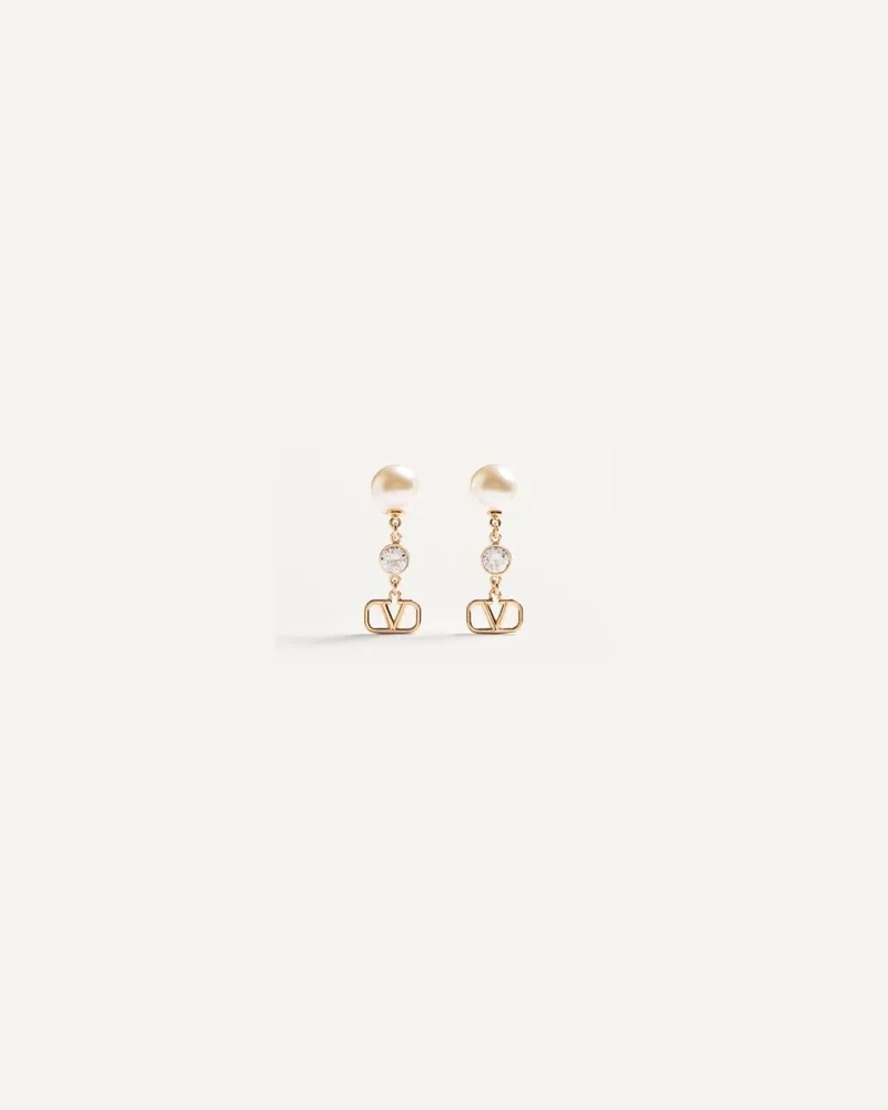 Valentino Garavani Vlogo Signature Aus Metall, Mit Perlen Und Swarovski®-Kristallen Frau GOLD Gold