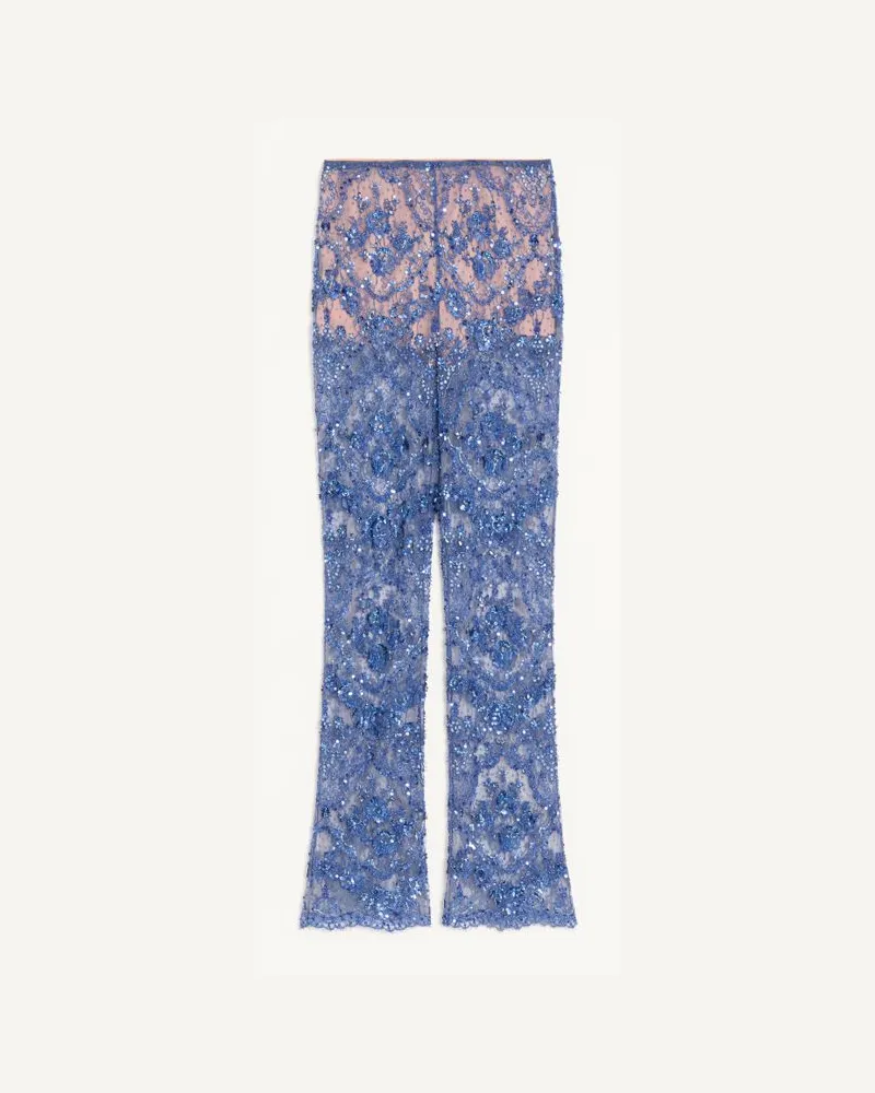 Valentino Garavani Bestickte Spitzenhose Frau BLAU Blau