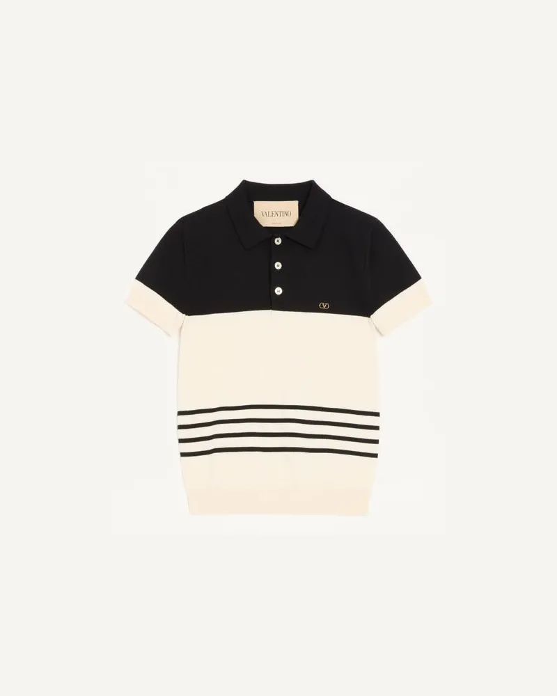 Valentino Garavani Valentino Woll-Poloshirt Mit VLogo Mann BUTTER/SCHWARZ Butter