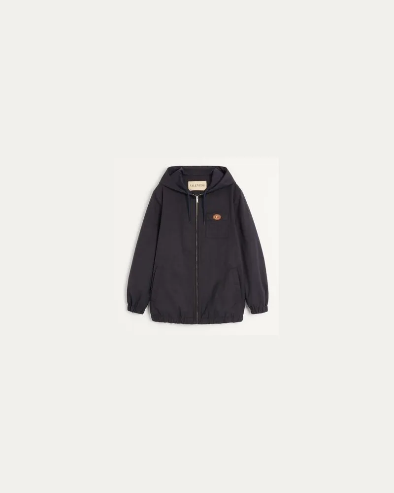 Valentino Garavani Nylon-Jacke Mit Kapuze Und Vlogo-Patch Mann MARINEBLAU Marineblau