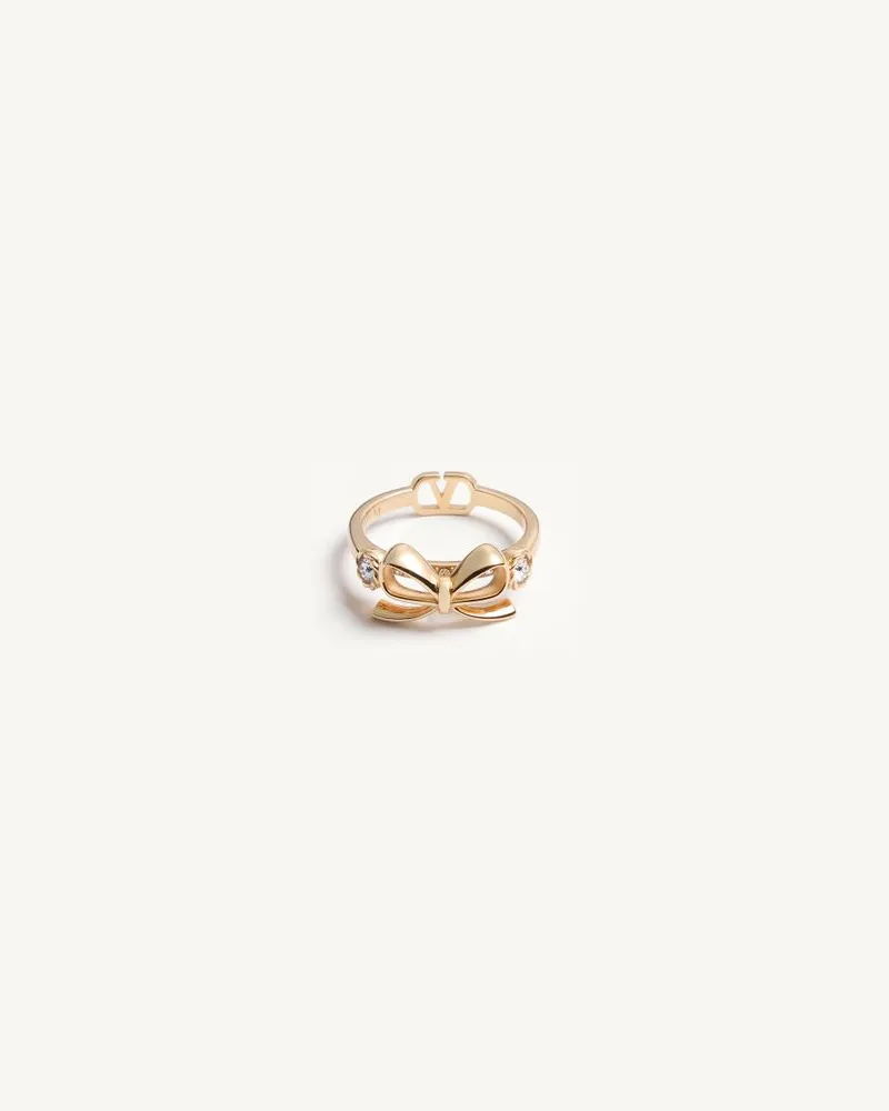 Valentino Garavani Valentino VLogo Floc Ring aus Metall mit Swarovski-Kristallen Frau GOLD/CRYSTAL Gold