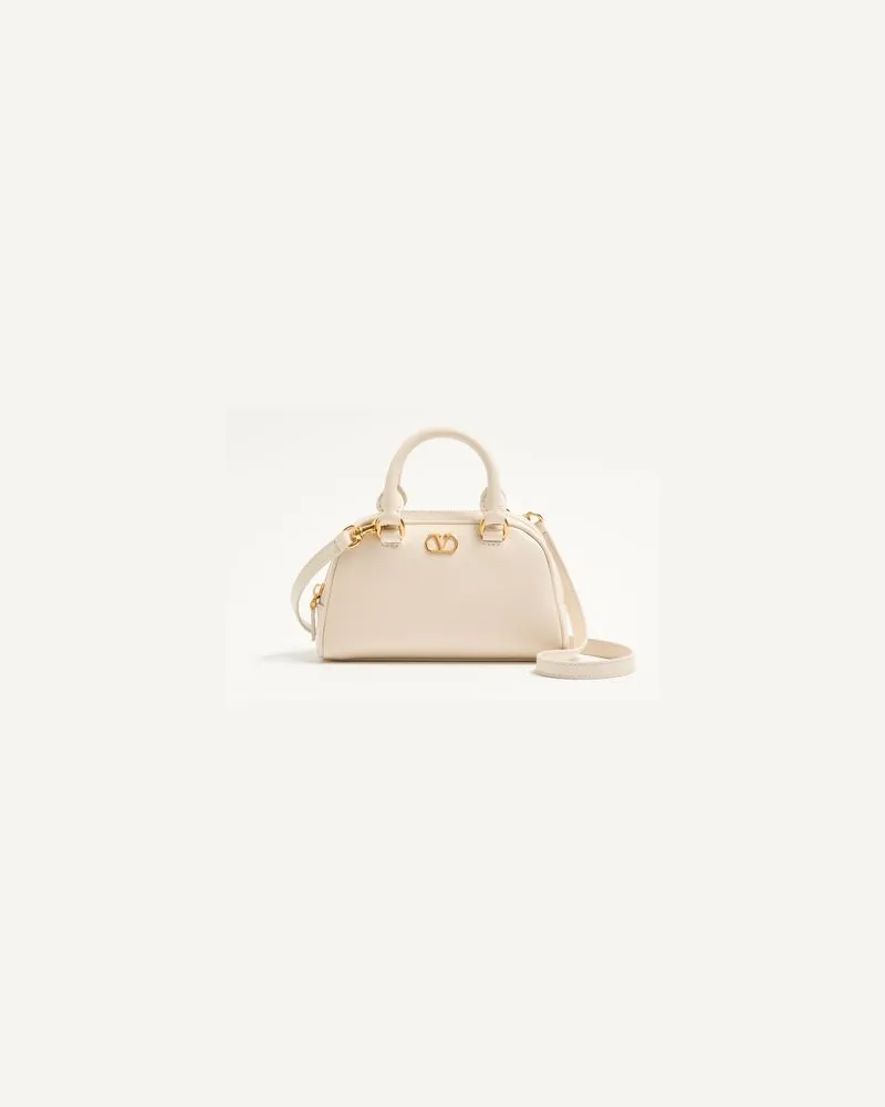 Valentino Garavani VLogo Signature Mini-Bowlingtasche aus genarbtem Kalbsleder Frau LIGHT IVORY Light